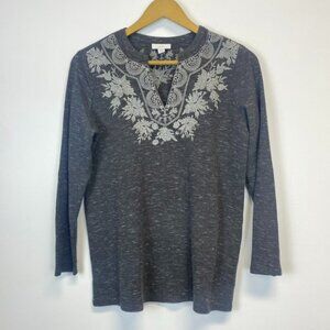 J. Jill Thermal Waffle Knit Embroidered Top